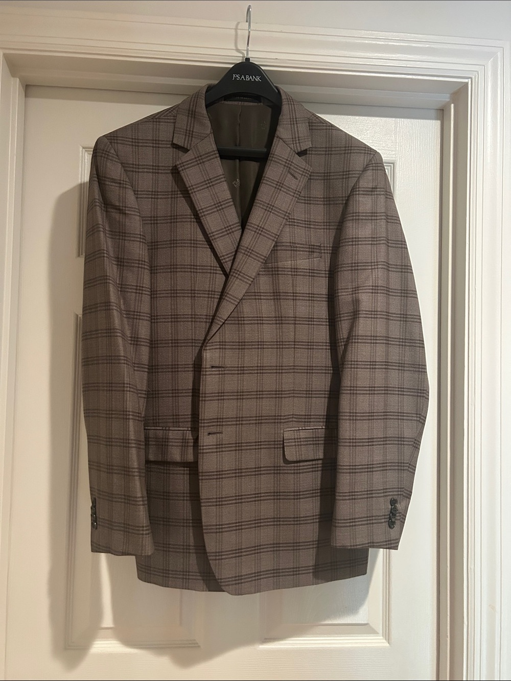 Jos. A. Bank Brown Plaid Sport Coat with Subtle Check